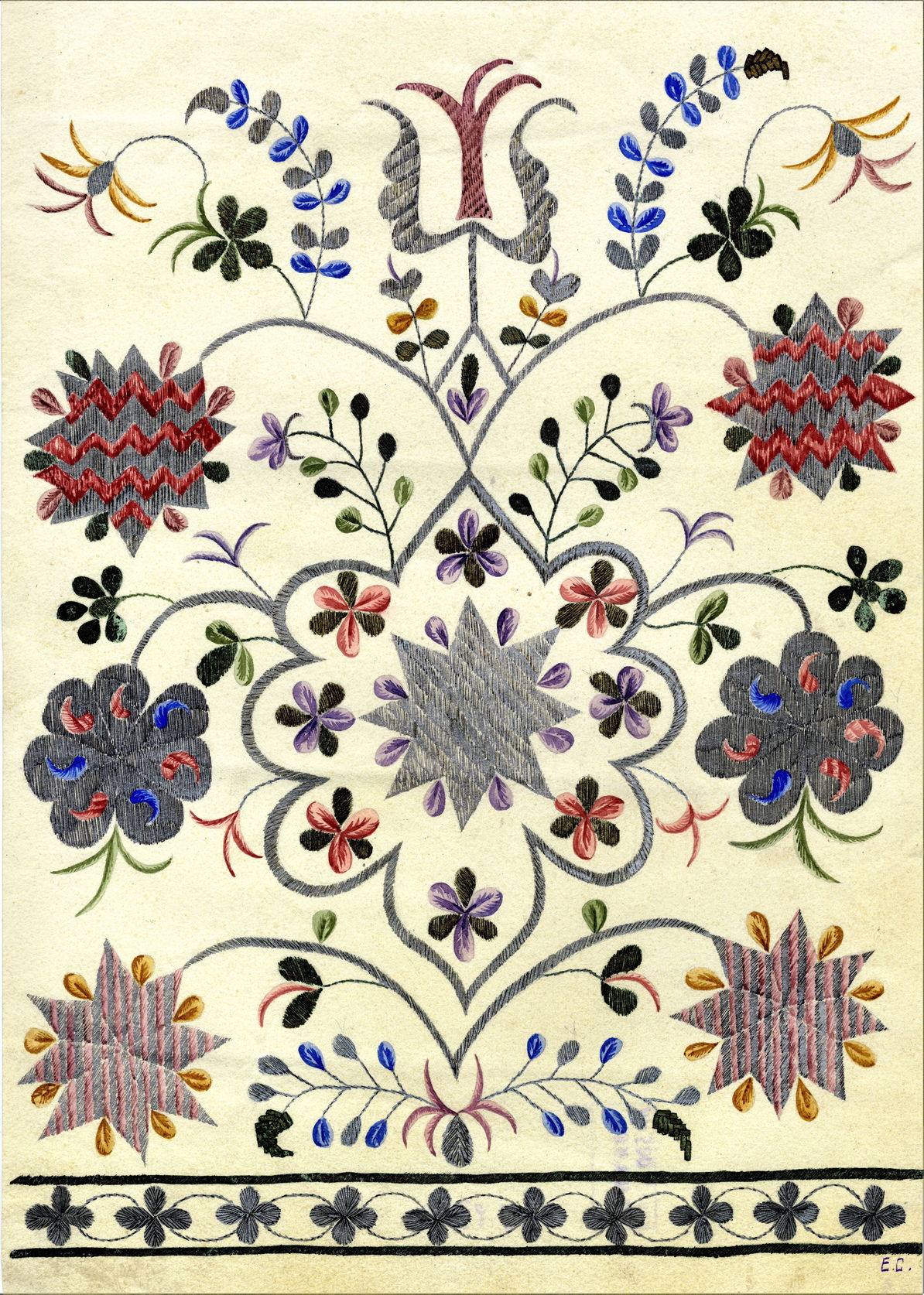 Е.Ю. Спасская. Рисунок вышивки на мужском поясе (учкъур)