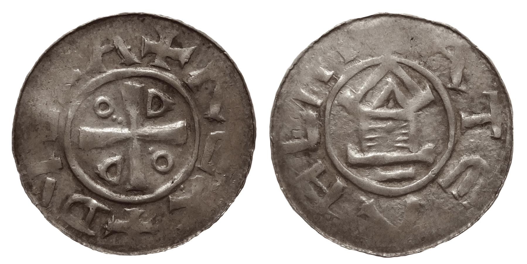Германия. Оттон III и Адельгейда. Денарий, отчеканенный после 983 г.