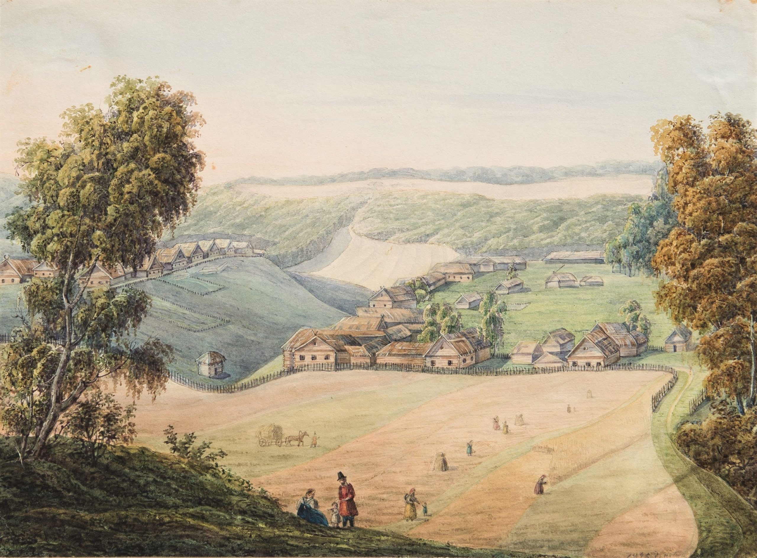 Озерова Н.С. Вид села Аносино. 1846 г.