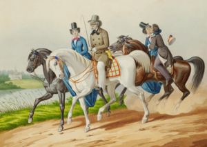 Гампельн К. К. Конная прогулка. Рисунок из альбома. Около 1850 г.
