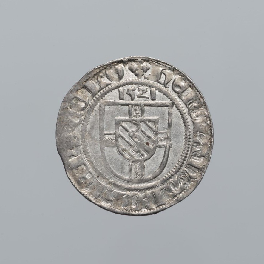Монета. Священная Римская империя, Кёльнское архиепископство. Герман фон Вид (1515–1547). Вайспфенниг (альбус) 1521 г. Серебро, чеканка