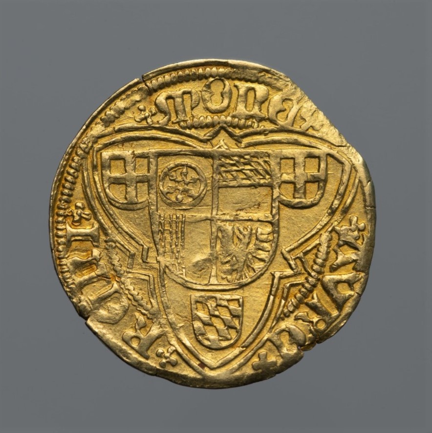 Священная Римская империя, Майнцское архиепископство. Альбрехт Бранденбургский (1515–1545). Гольдгульден без даты. Золото, чеканка.