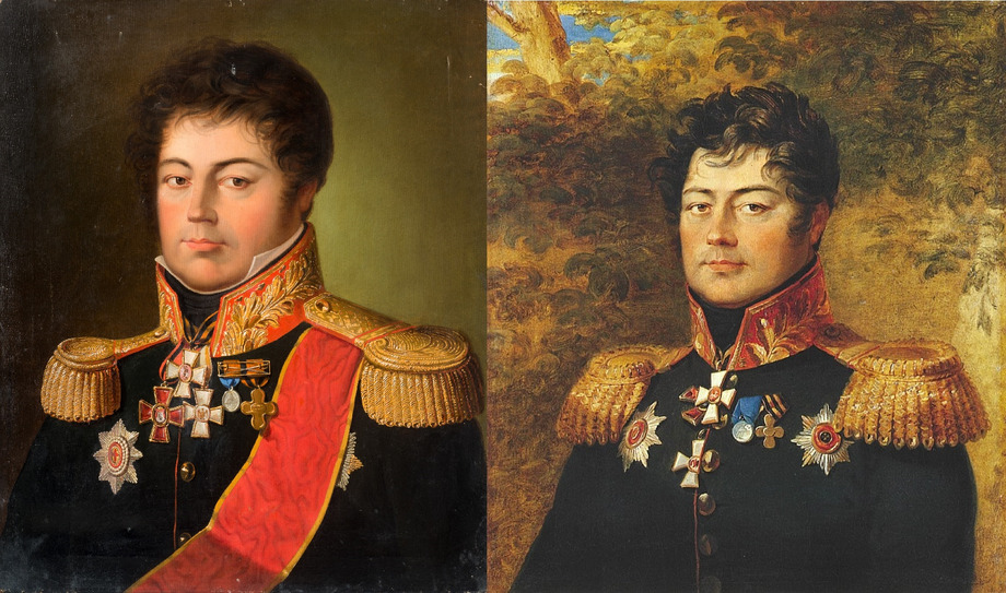 Портреты С.Д. Панчулидзева в ГИМ (слева) и ГЭ 