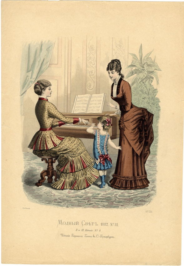 Лист из журнала мод «Модный свет», 1882 г.