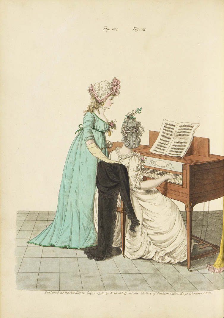 Н. Хайдельхоф. Сцена музицирования. Лист из журнала «The Gallery ofFashion», 1796 г.