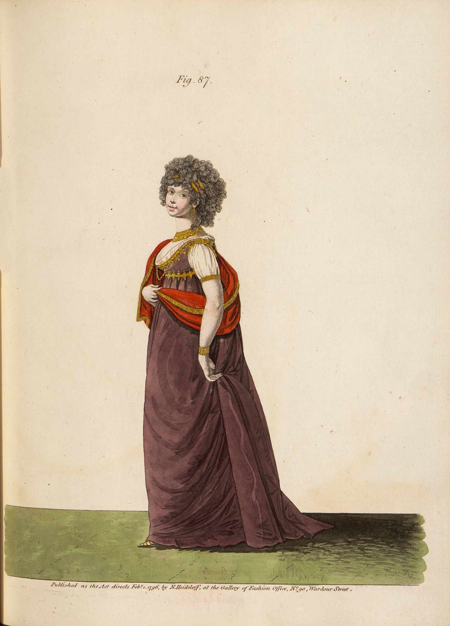 Н. Хайдельхоф. Модный дамский костюм. Лист из журнала «The Gallery offashion». Великобритания. 1796 г.