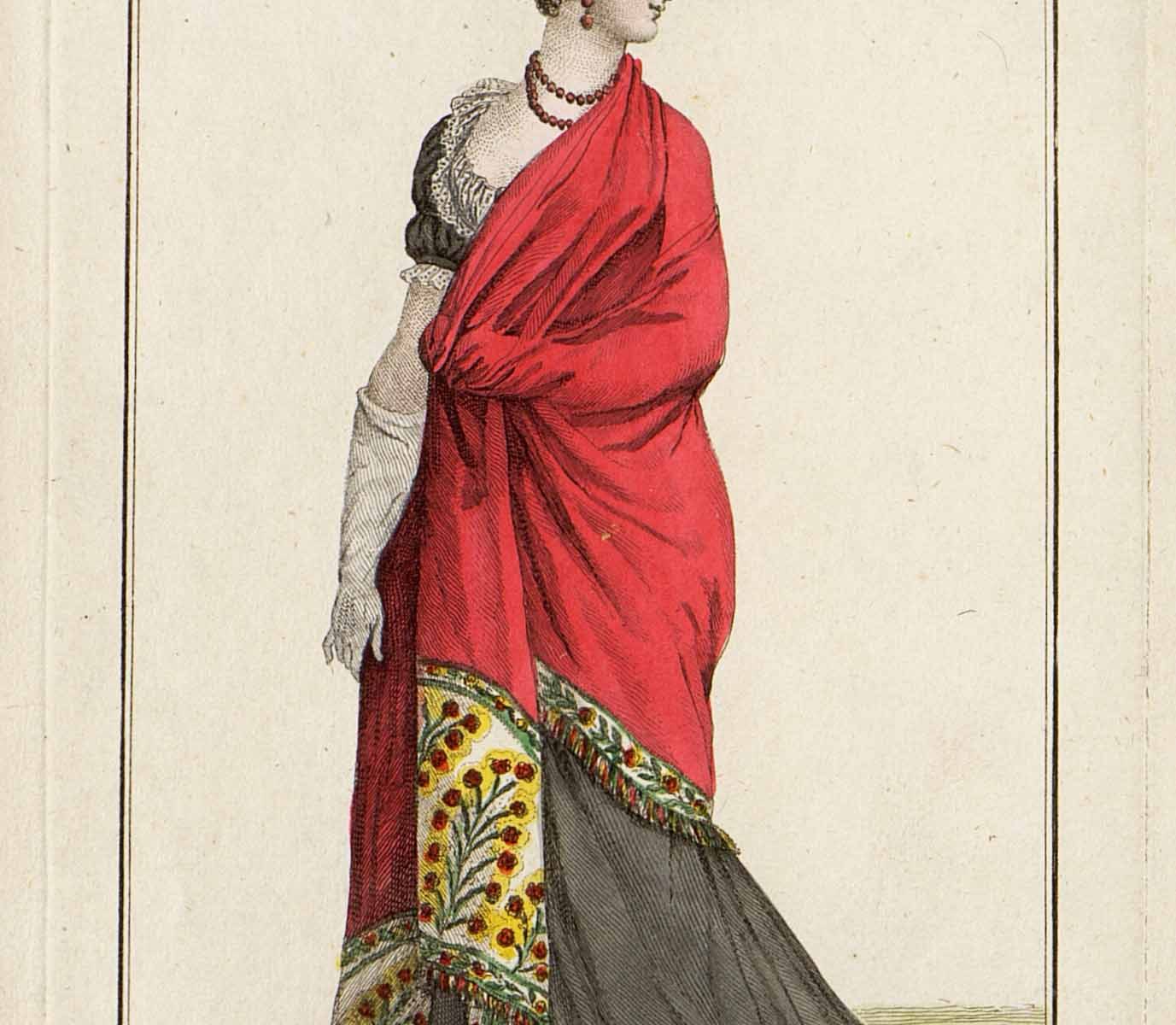 Модный дамский костюм. Лист из журнала «Costume Parisien». Франция, Париж. 1804 г.