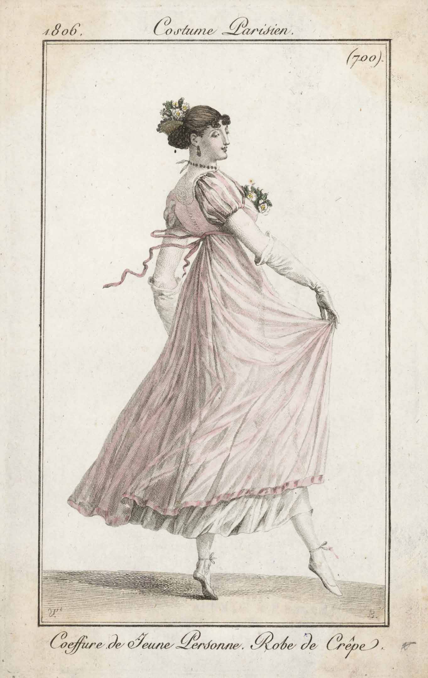 Модный дамский костюм. Лист из журнала «Costume Parisien». Франция, Париж.1806 г.
