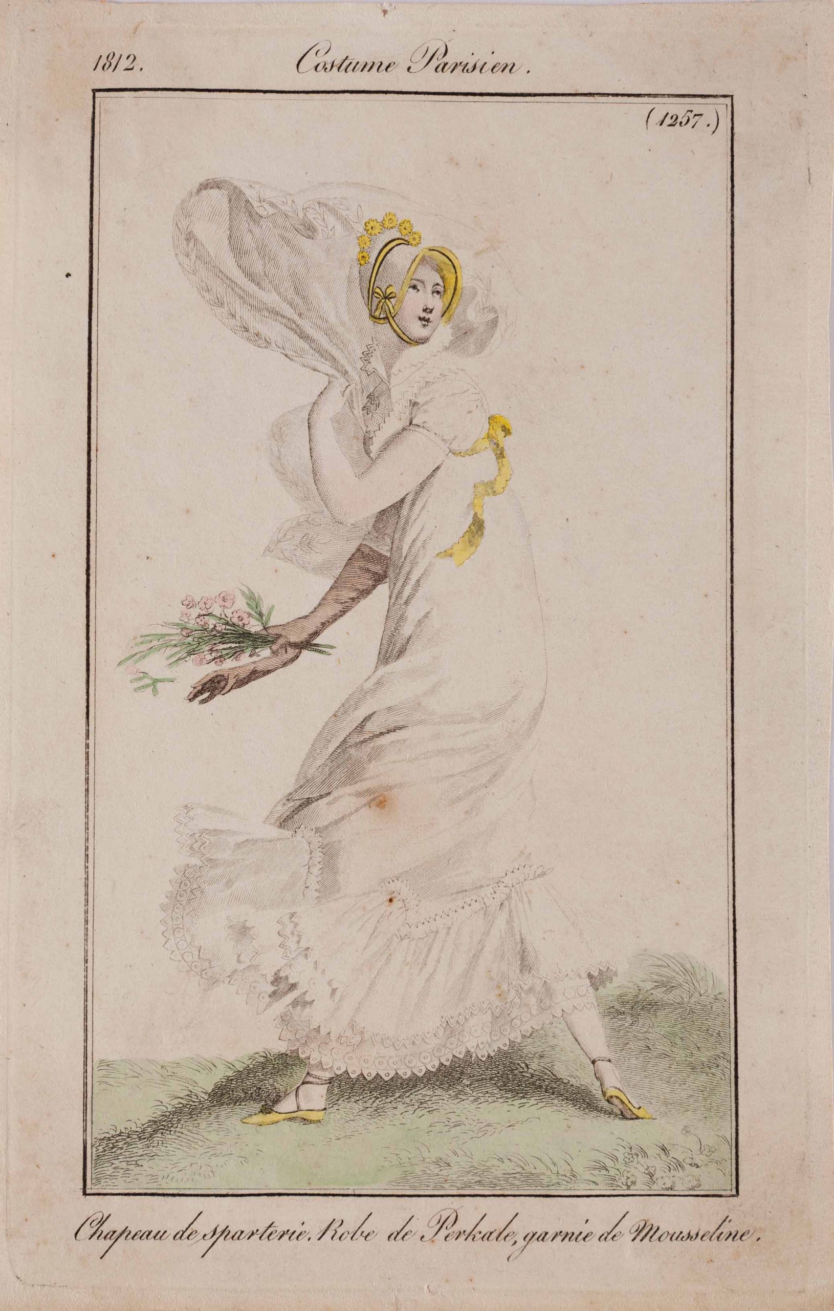 Модный дамский костюм. Лист из журнала «Costume Parisien». Франция, Париж. 1812 г.