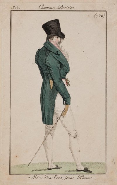 Модный мужской костюм. Лист из журнала «Costume Parisien» (732). Неизвестный автор. 1806 г.