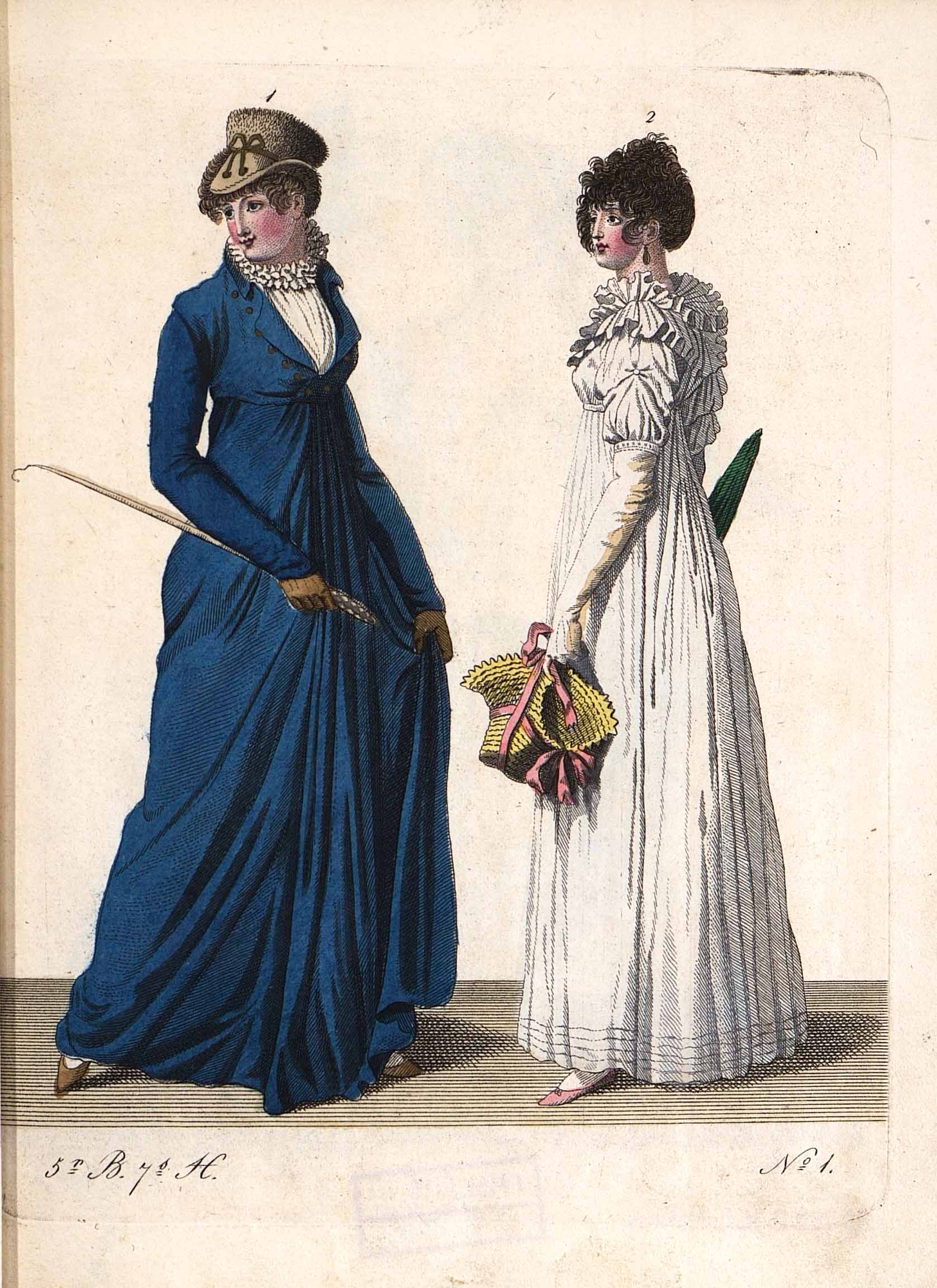 Два модных дамских костюма. Лист из журнала «Leipziger Moden-Magazin»Лейпциг, 1803 г.