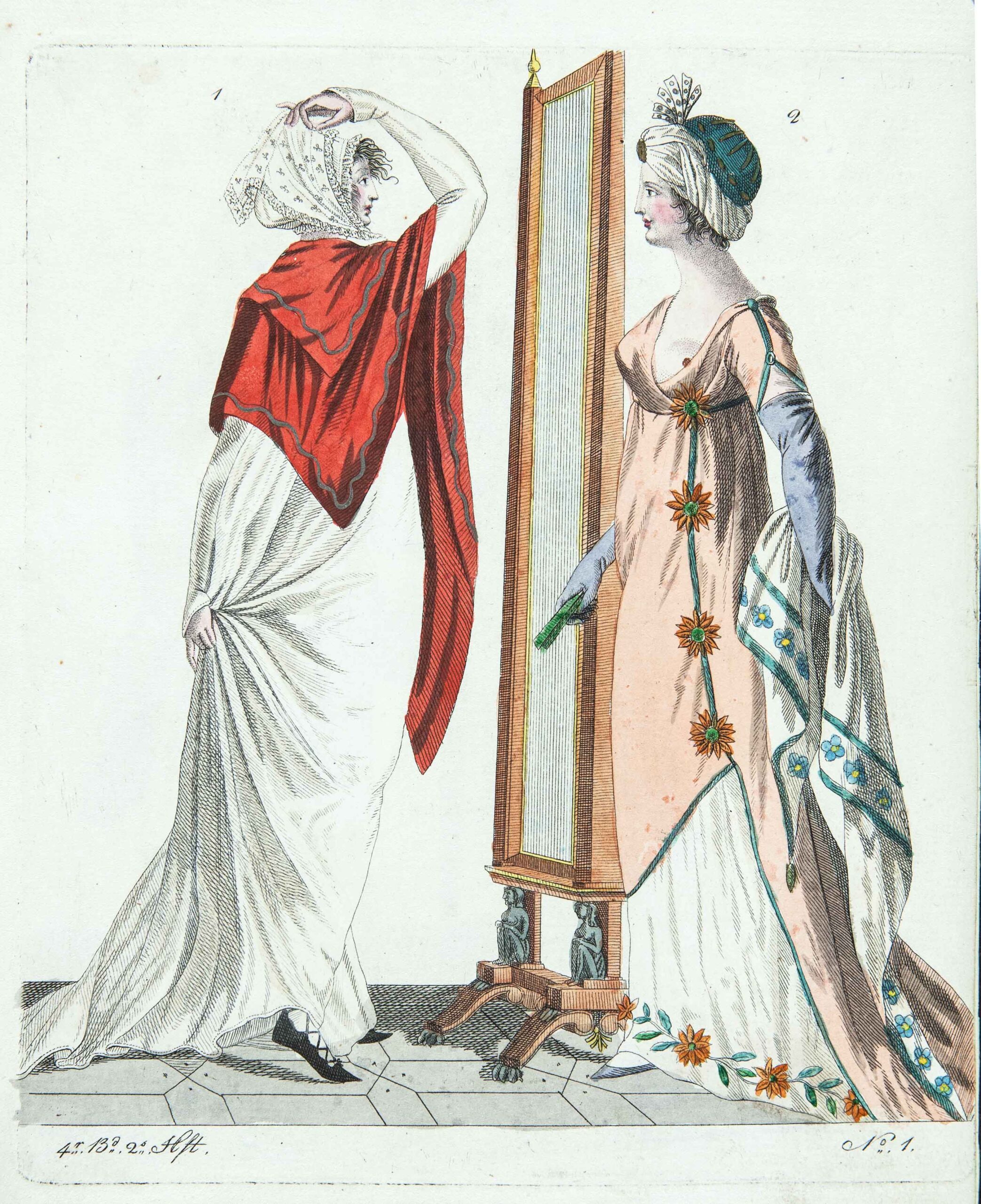 Два модных дамских костюма. Лист из журнала «Leipziger Moden-Magazin»Лейпциг, 1802 г.