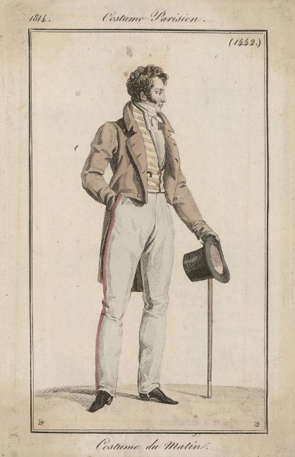 Модный мужской костюм. Лист из журнала «Journal des dames et des modes» (1422). 1814 г.