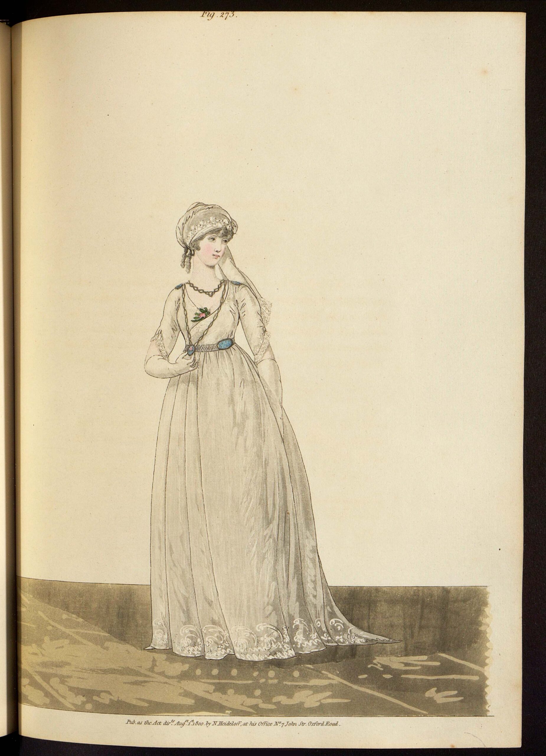 Дневное платье. Лист из журнала «Gallery of fashion» Великобритания, 1800 г.
