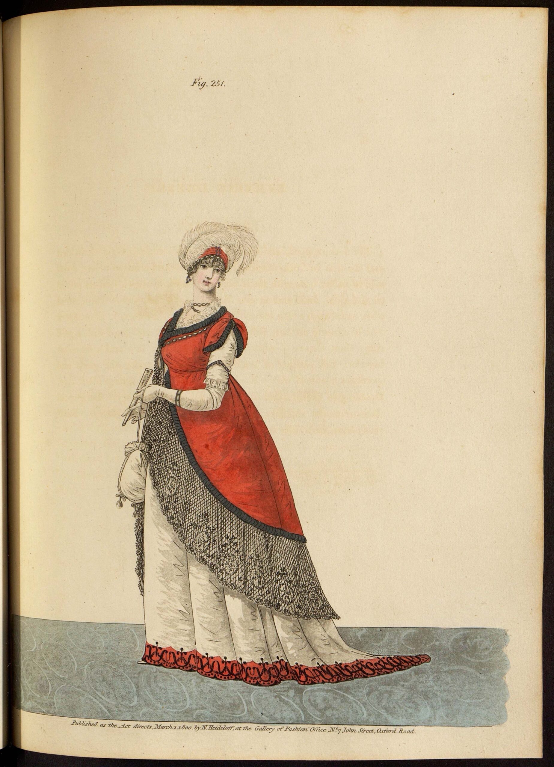 Вечернее платье. Лист из журнала «Gallery of fashion»Великобритания, 1800 г.