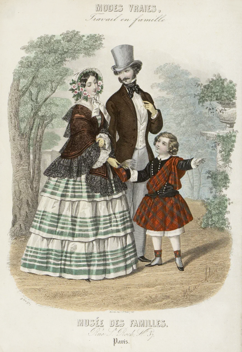 Семья на прогулке в парке. Лист из журнала «Musée des Familles». Париж, конец 1840-х гг.