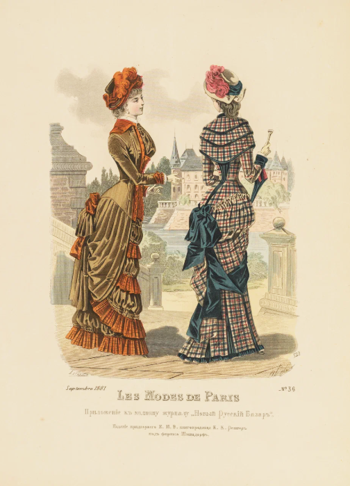 Лист из французского журнала мод «Les Modes de Paris». Париж, 1881 г.