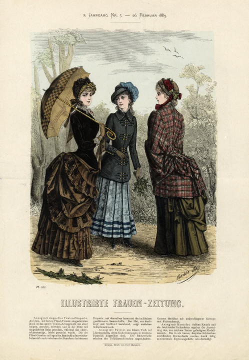 Лист из журнала мод «Illustrierte Frauen-Zeitung». Германия, 1883 г.