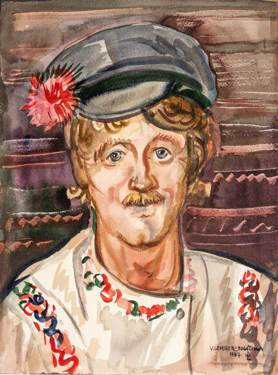 «Гармонист из Тотьмы». В. Лембер-Богаткина. 1987 г. Бумага, акварель